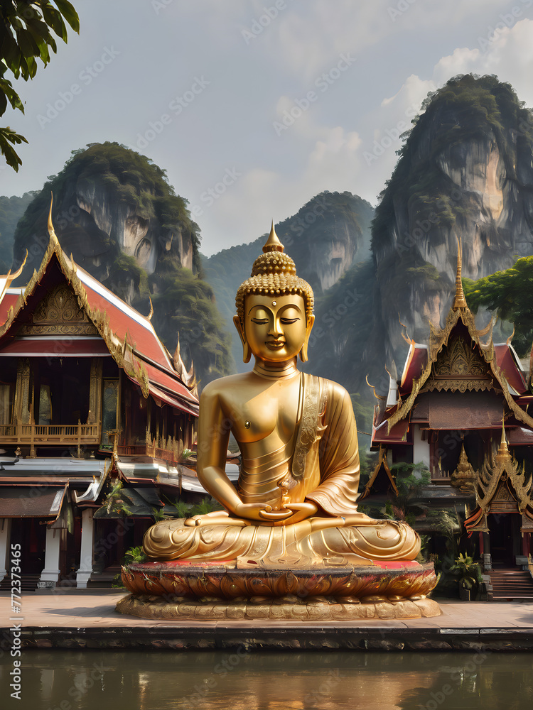 Obraz premium A golden buddha.