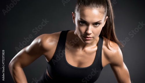 Gym Women Close Portrait, Black Wear, Close Face Portrait