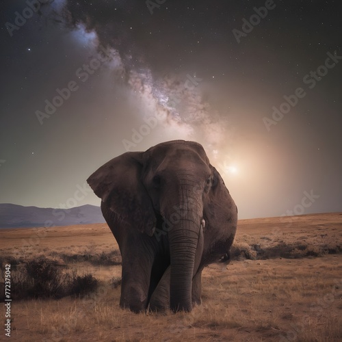 elephant at sunset