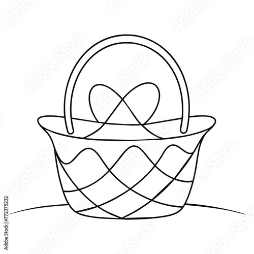 Busket one line continuous line art vector illustration on white background