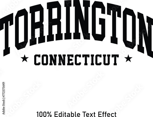 Torrington text effect vector. Editable college t-shirt design printable text effect vector photo