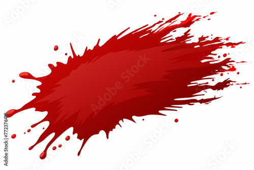 Blood color splatter brushstroke on white background.