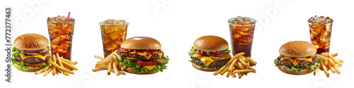 Clipart Set: Burger and Fries with Transparent Background