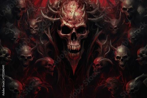Gruesome Skull creepy blood demons. Party blood ghost hell shadow. Generate Ai