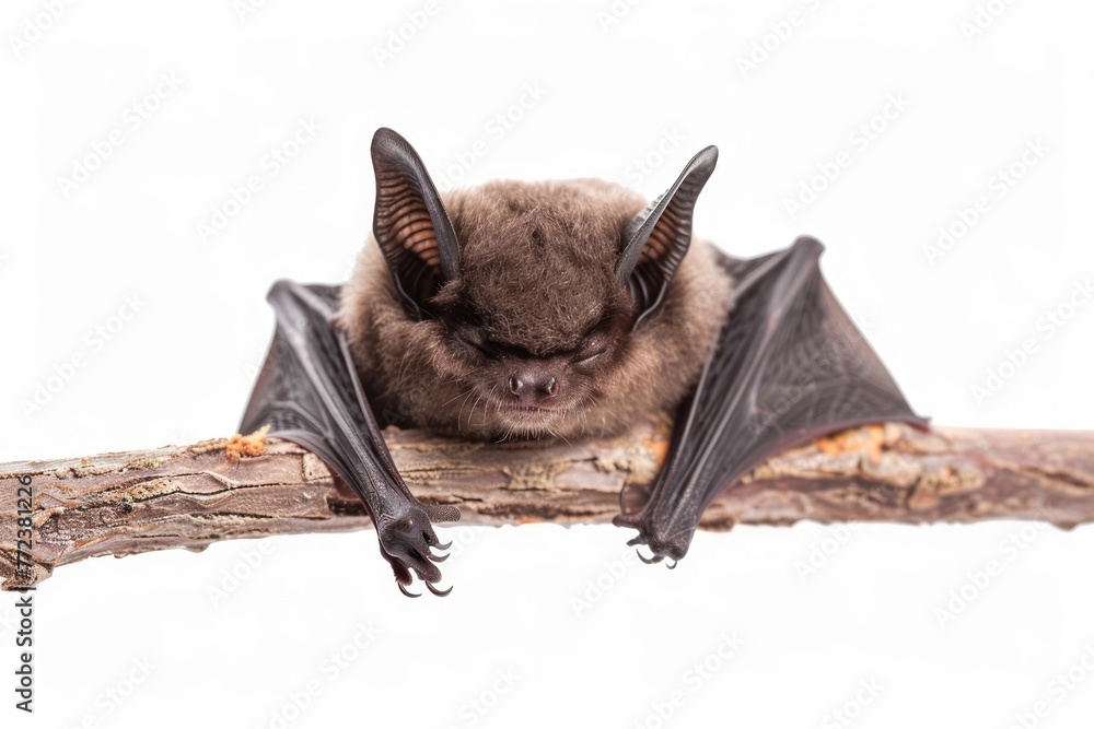 Obraz premium Bat sleep on stem isolated on white background
