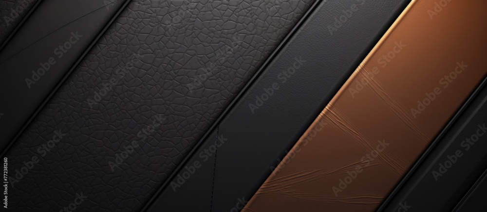 A detailed shot showcasing the intricate textures of black and brown leather A detailed shot showcasing the intricate textures of black and brown leather