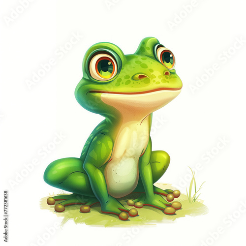 Cute Funny Cartoon Frog, Illustration for Children Book, Generative AI