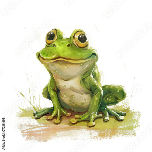 Cute Funny Cartoon Frog  Illustration for Children Book  Generative AI