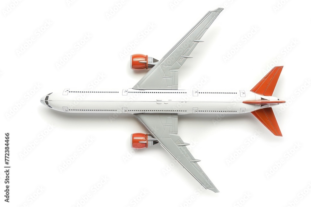 Airplane model isolated on white background. Travel concept - obrazy, fototapety, plakaty 