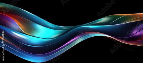 3d rendering of a multi colored flowing , abstract wavy iridescent background banner