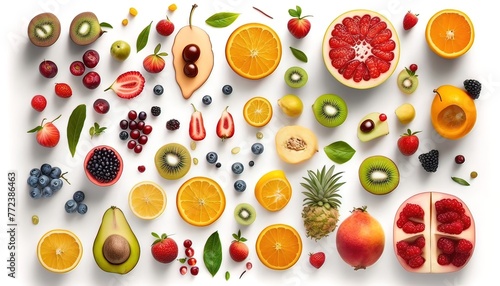 fruits and vegetables mix white background   Generate AI