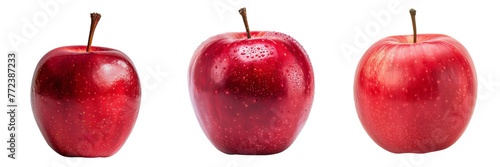 Set of red apple isolated on a transparent background photo