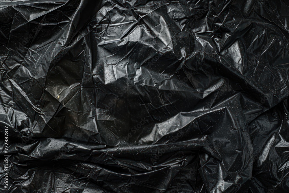 Black plastic bag texture. Abstract background for design with copy space