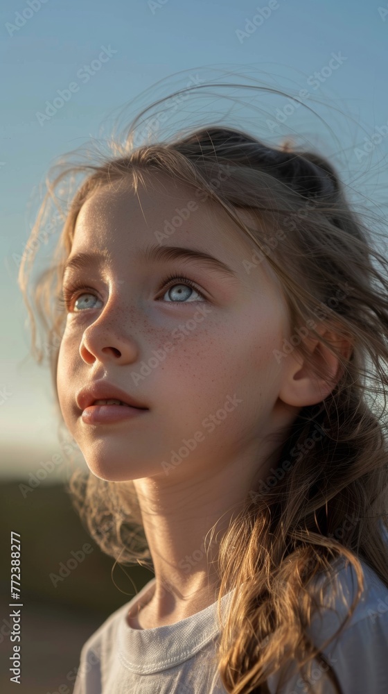 portrait of a beautiful young caucasian white American model teen girl looking forward. child ad with copy space, children, beauty, pretty portrait of a beautiful young caucasian white American model teen girl looking forward. child ad with copy space, children, beauty, pretty
