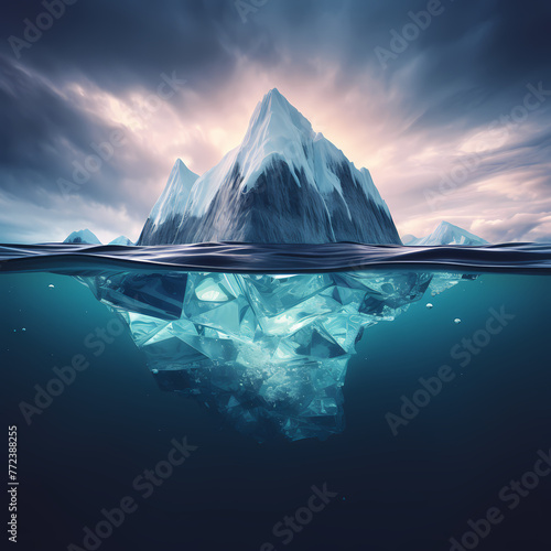 Iceberg floating in a chilly Arctic ocean. 