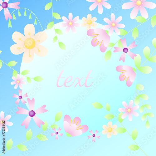 Fototapeta Naklejka Na Ścianę i Meble -  Greeting card with flowers with space for your text. Vector design.
