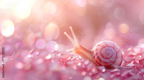 Snail mucin essence revitalizing hexagonal skin textures, soft and blurred background photo