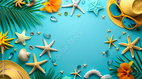 Summer Holiday banner concept copy space for text. Summer background.