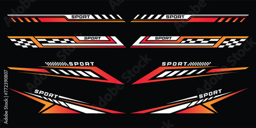Sport car decal stripes. Speed lines, Sports stripes, racing tuning strips and car sticker vector set. Vector illustration 