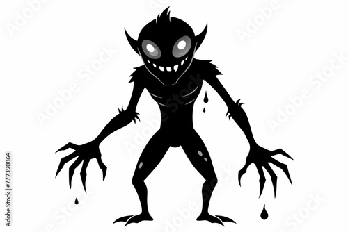Crazy and horror mood alien black silhouette vector design.