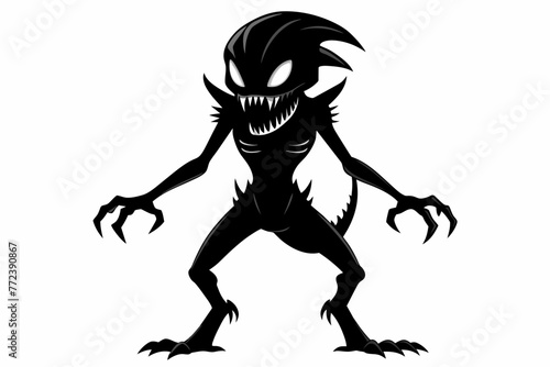 Crazy and horror mood alien black silhouette vector design.
