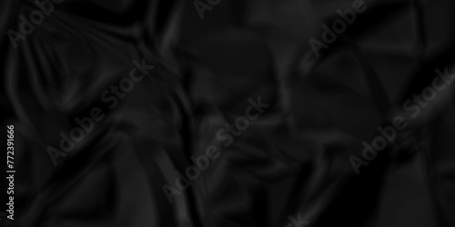 Dark black wrinkly backdrop paper background. panorama grunge wrinkly paper texture background, crumpled pattern texture. black paper crumpled texture. black fabric crushed textured crumpled.