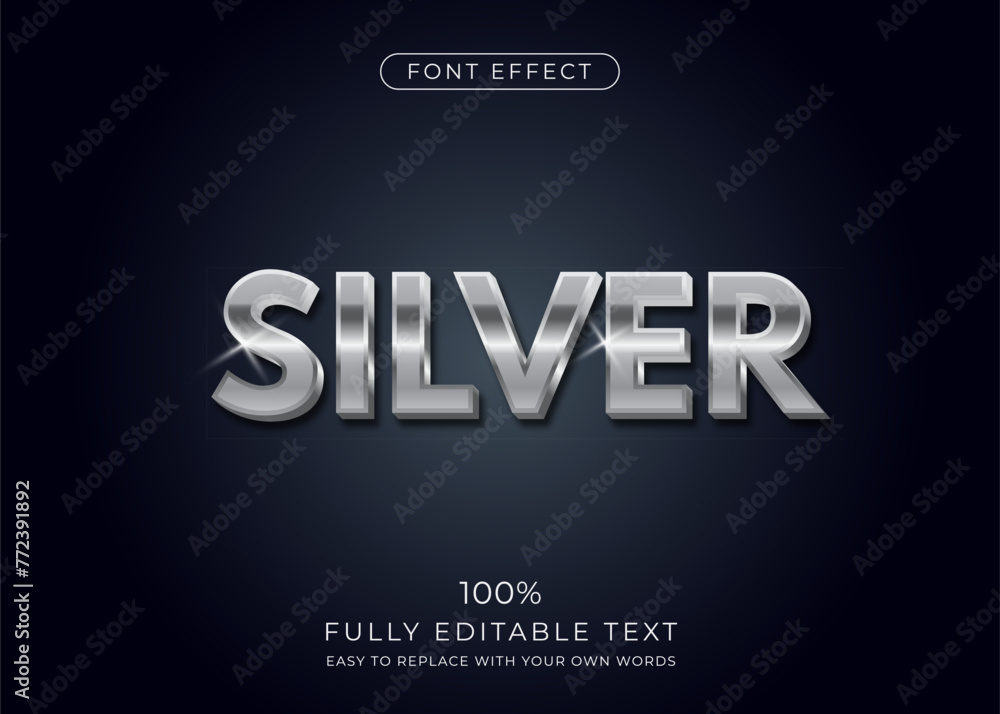 Silver text effect Editable font style