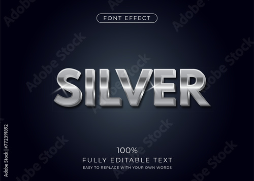Silver text effect Editable font style