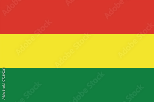 Flag of Bolivia. Bolivian flag  horizontal tricolor  red  yellow  green. Symbol of the Plurinational State of Bolivia.