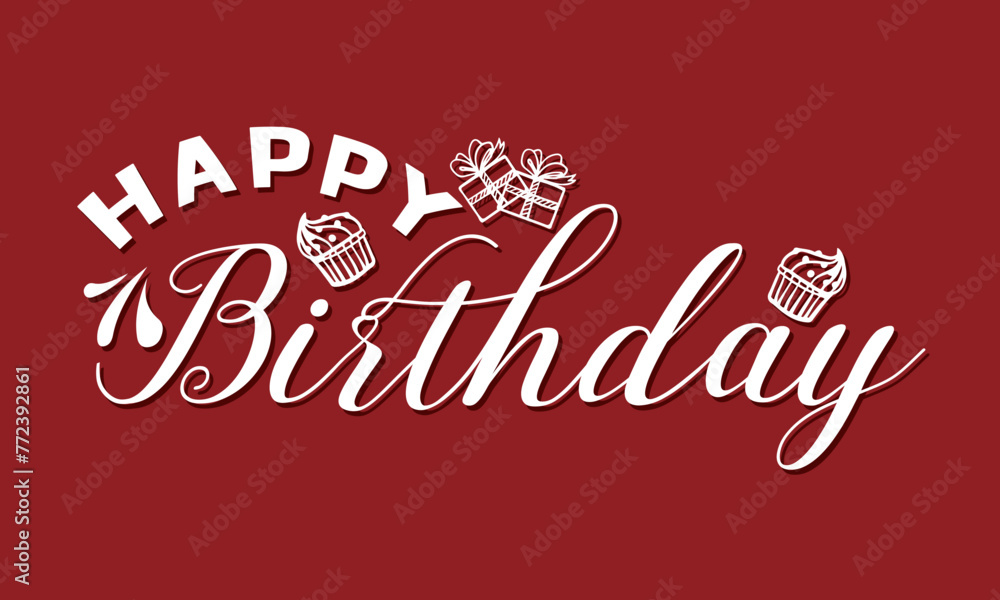 Birthday vector banner template. Happy birthday  text in white space background with gifts and balloon decoration element for birth day celebration greeting design. Vector illustration . EPS 10