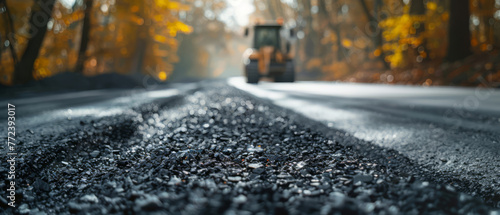 Eco-friendly road materials that clean the air, road construction blurred in the background photo