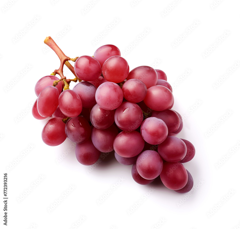 Fresh red grapes on white background