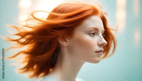 Magical light reflects strokes portrait of a red haired person, motion blur lights, side view (19)