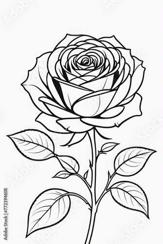Wallpaper Mural rose flower isolated coloring page line art for kids Torontodigital.ca