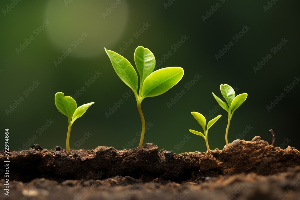 Fototapeta premium Immature Small green leaves growth. Foliage nature. Generate Ai