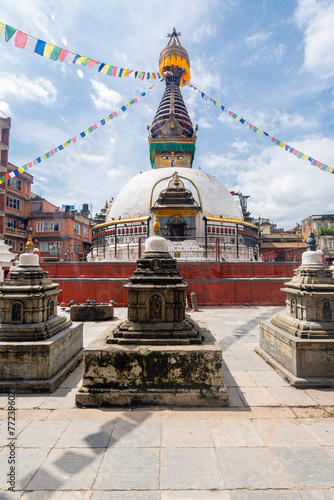 nepalese style stupa at kathmandu street photo