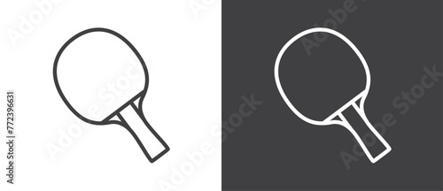 Ping pong paddle of sports equipment flat icon,Pingpong bat, Sport equipments flat icon. Modern sport equipments icon vector illustration in black and white background.