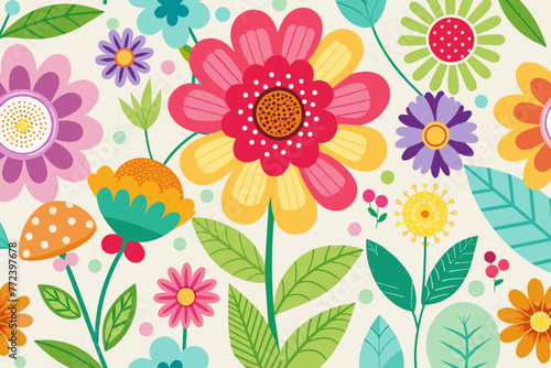 Cute spring flower digital paper vector design.