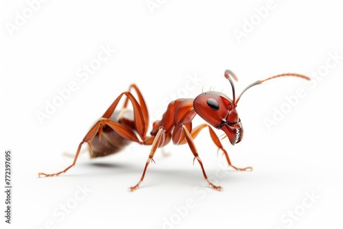 Red ant isolated on white background