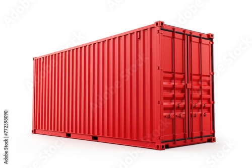 Red shipping or cargo container isolated on white background