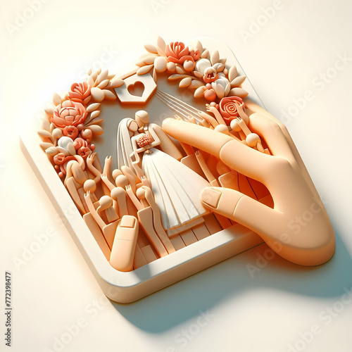 3d flat icon as Indulge in the romance of a close up wedding theme Concept Indulge in the beauty of every moment4 photo