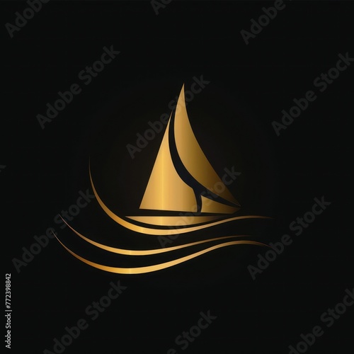 A sleek golden sailboat design set against a dark, sophisticated backdrop, embodying luxury, elegance, and premium quality with an abstract artistic touch