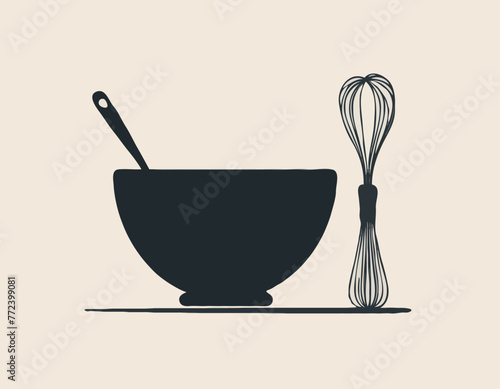 One whisk and one mixing bowl