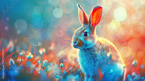 wallpaper artwork with an Easter rabbit.