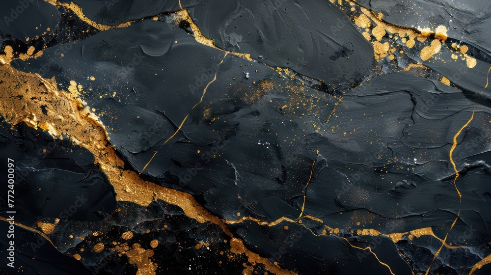 This striking image showcases the elegance of a black marble pattern with rich golden veins, creating a luxurious and sophisticated texture This striking image showcases the elegance of a black marble pattern with rich golden veins, creating a luxurious and sophisticated texture