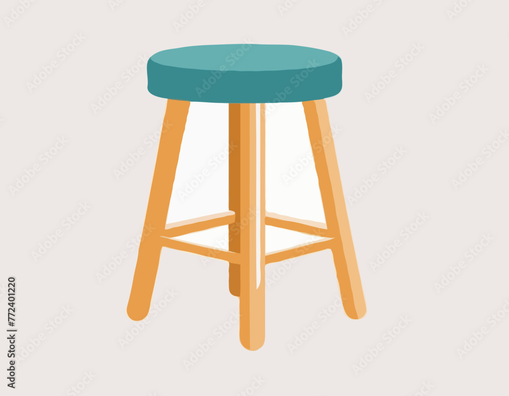 Padded stool is isolated on a white background. Flat vector Padded stool is isolated on a white background. Flat vector