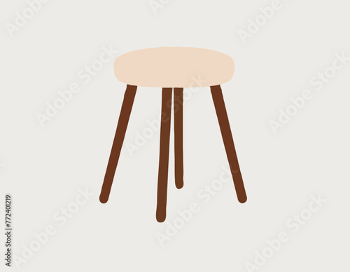 Padded stool is isolated on a white background. Flat vector