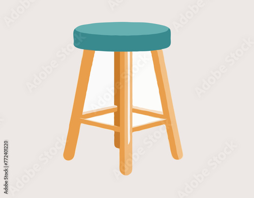 Padded stool is isolated on a white background. Flat vector
