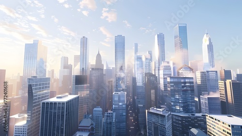 Dynamic 3D rendering capturing the essence of urban life in a vibrant metropolis AI Image