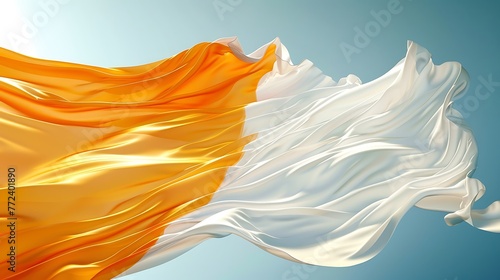 Brilliant inclination dynamic white orange flag background